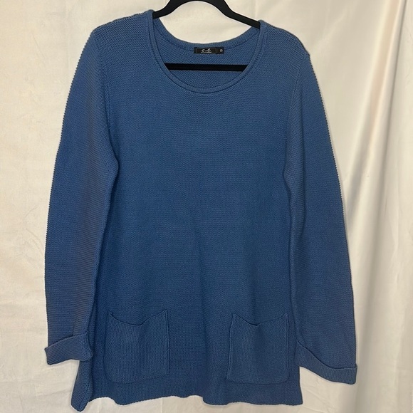 G&C UNITED KNITWEAR BLUE POCKET SWEATER (S) - Picture 1 of 7